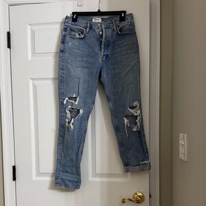 Agolde Blue Distressed Ankle Jeans